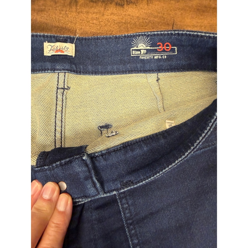 Faherty Womens High Rise Wide Leg Patch Pocket Jeans Dark Indigo Size 30 - Picture 3 of 7